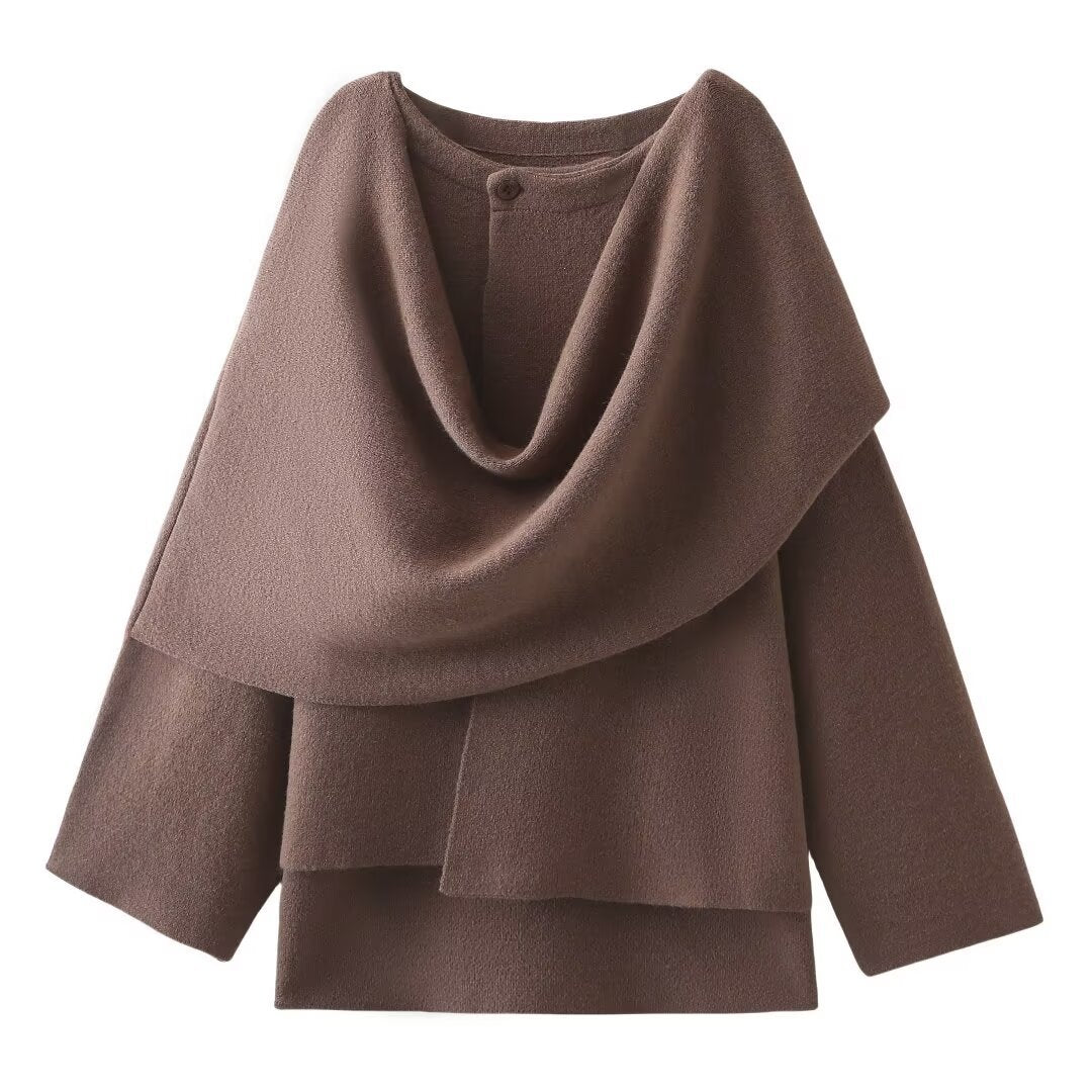 Luvéra Damen lockerer lässiger Cape gestrickter Pullovermantel