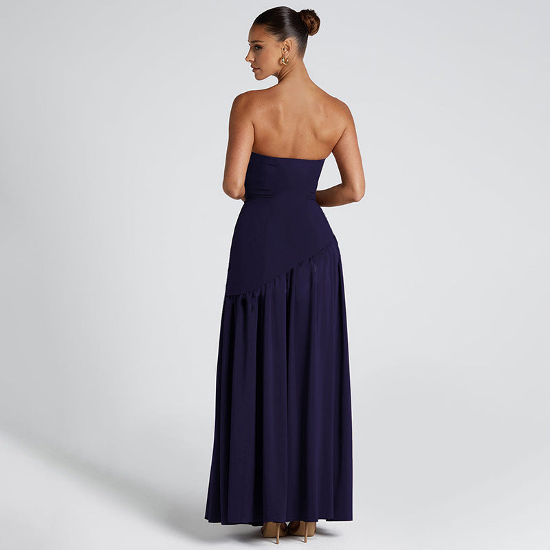 Luvéra Pure Color Split Rückenfrei Elegantes Streamer Kleid