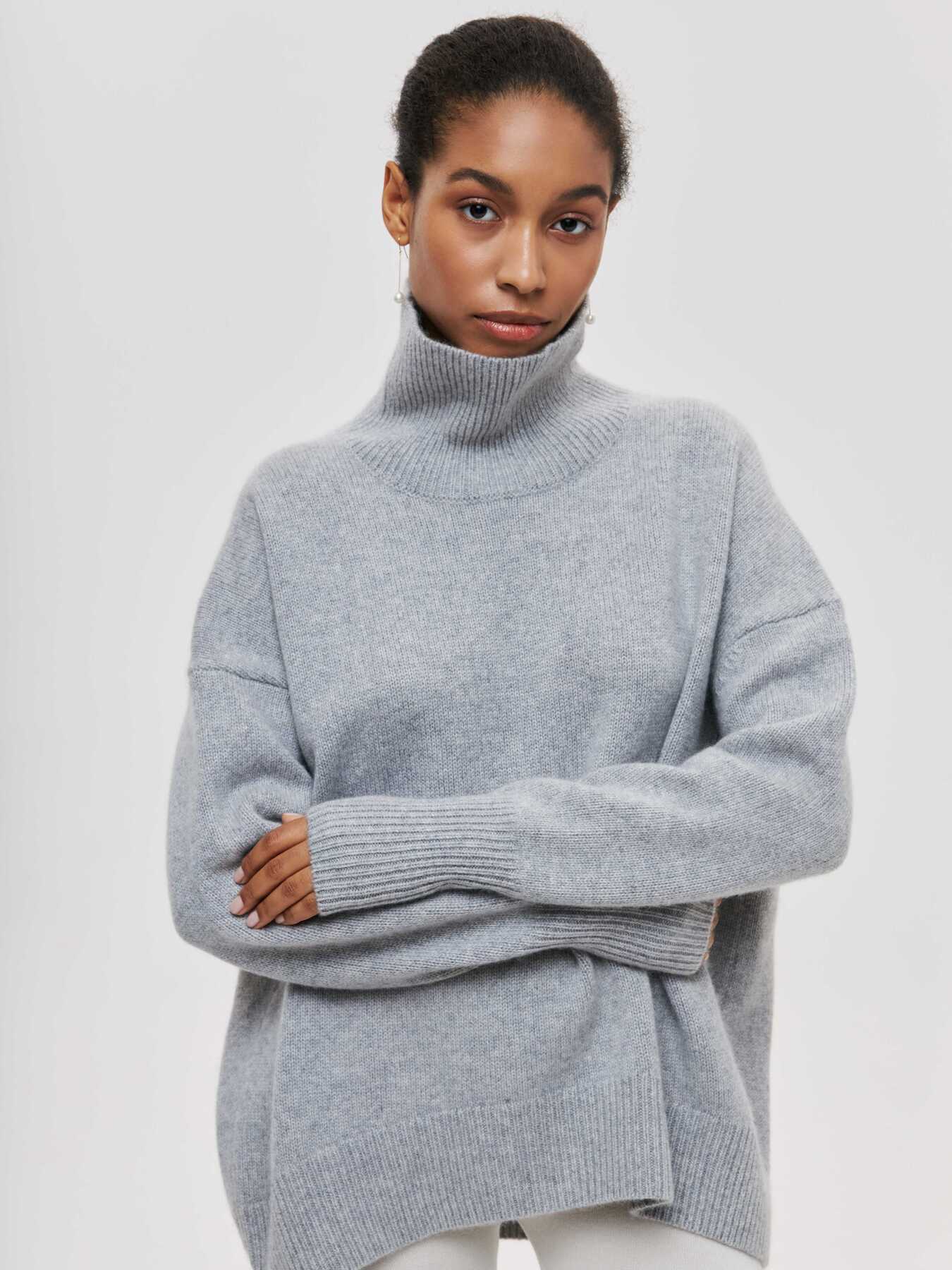 Luvéra Rollkragenpullover Ins Einfarbig Langarm Pullover Top Damenbekleidung