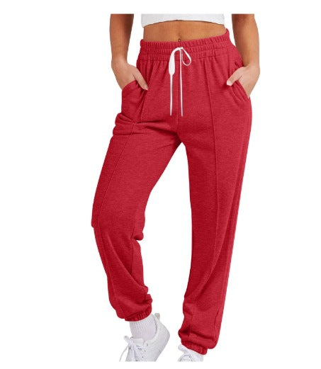 Luvéra Damen Casual Kordelzug Einfarbig Sport Jogger Hosen