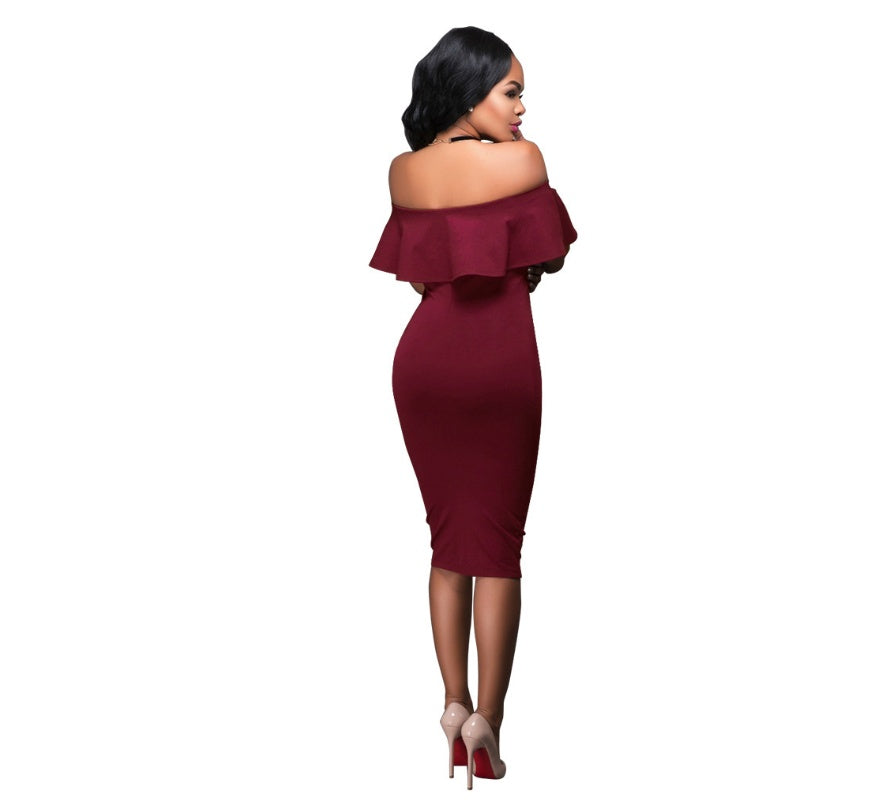 Luvéra Schulterfreies Rüschenkleid