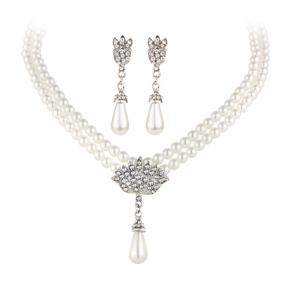 Luvéra Schmuck Braut Perle Kristall Diamant Kurze Schlüsselbein Hals Halskette Set
