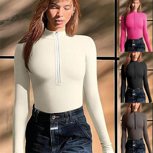 Luvéra Mode Langarm Reißverschluss Overall Nahtlose Abnehmen Shapewear Für Frauen Strampler
