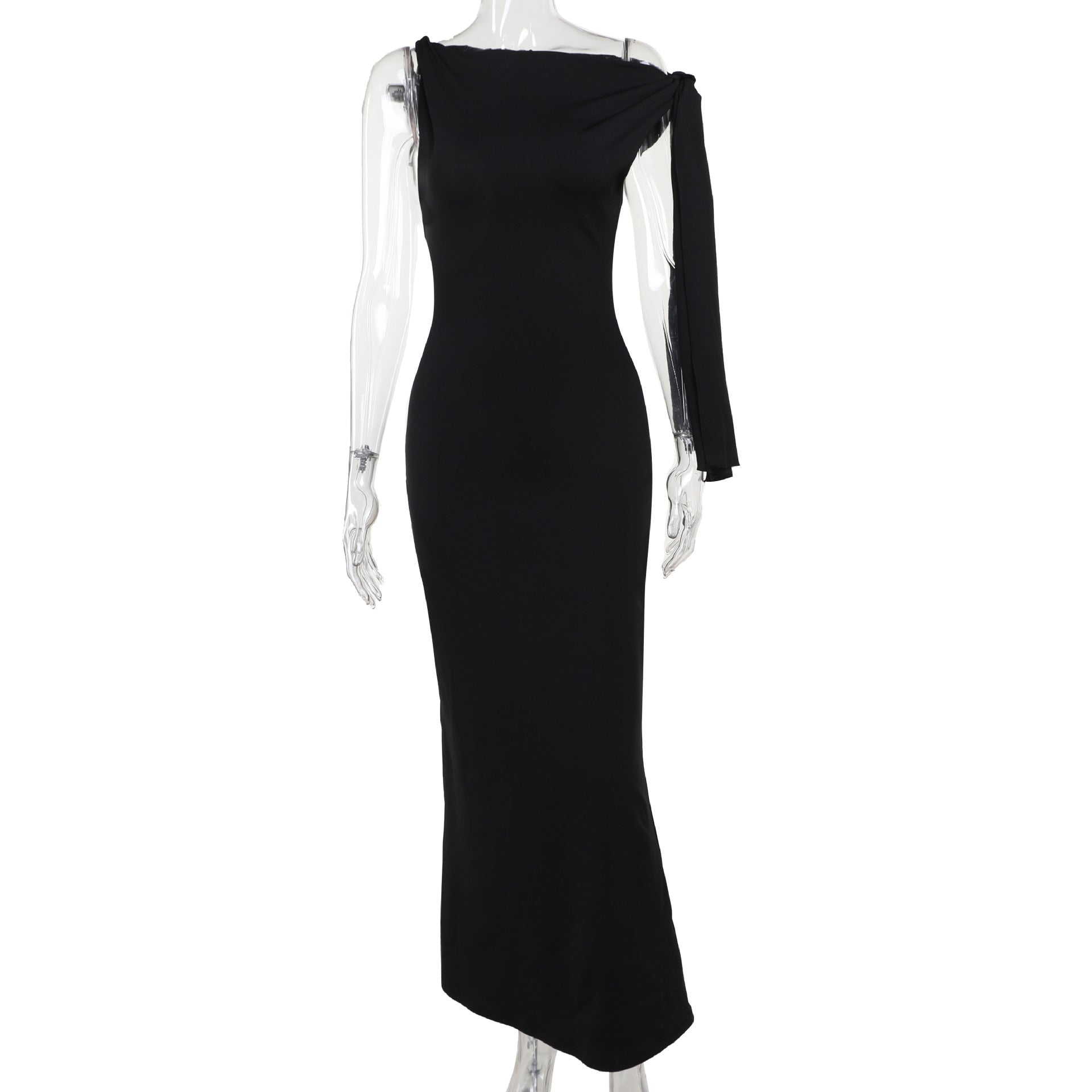Luvéra Eine Schulter Band Lange Kleid Ins Mode Slim Ärmellose Kleider Für Abend Party Club Kleidung Frauen