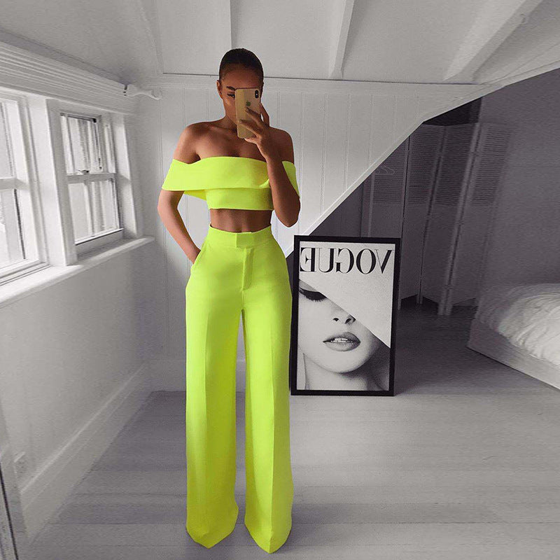 Luvéra Frauen Trägerlose und breite Hosen zweiteilige Outfits