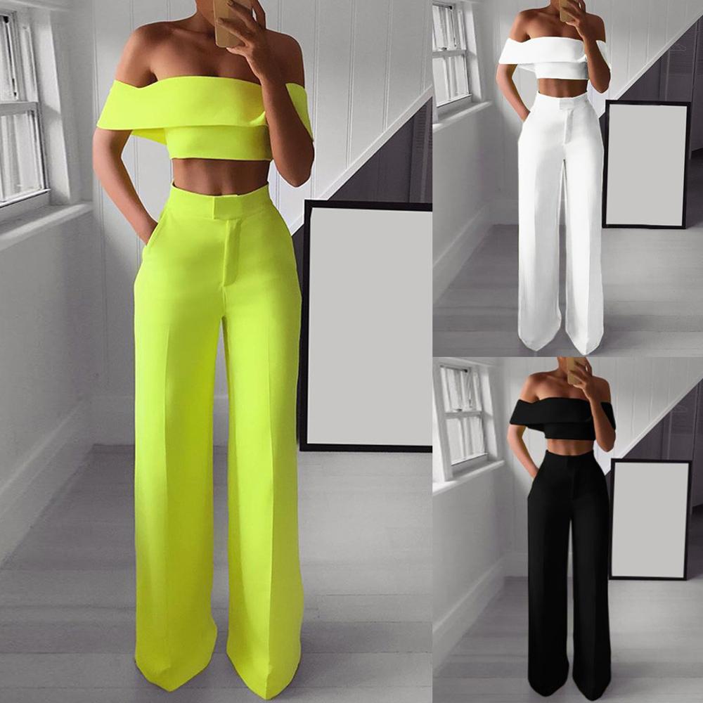 Luvéra Frauen Trägerlose und breite Hosen zweiteilige Outfits
