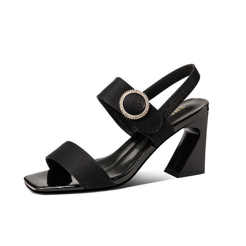 Luvéra Stil Metall Schnalle Dicke Ferse Frauen Sandalen