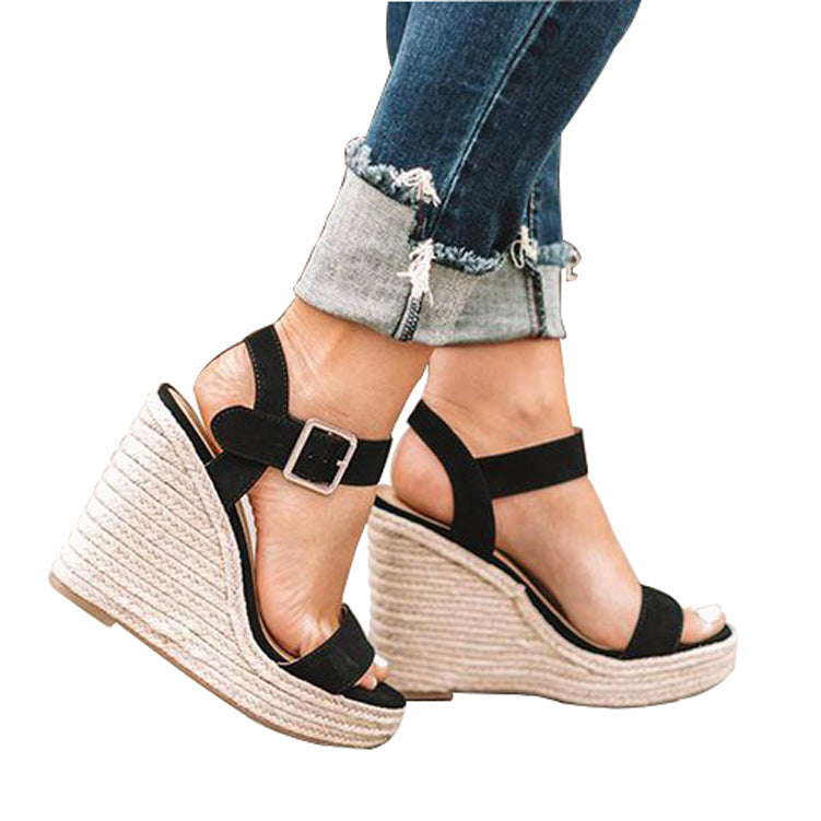 Luvéra Frauen Keil Sandalen High Heel Schuhe