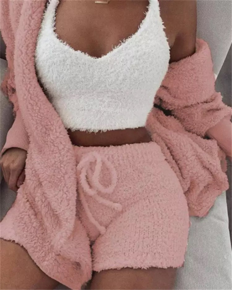 Luvéra Frauen Home Wear Anzug Casual Pyjamas Set Dame Weibliche Weiche Warme Langarm Exposed Nabel Weste Shorts Set