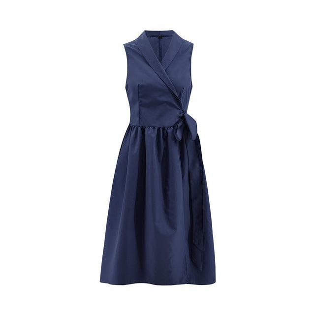 Luvéra Midi Kleid Casual Ärmellose Gürtel Kleid Weiblich