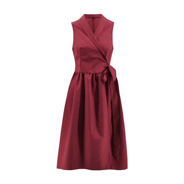 Luvéra Midi Kleid Casual Ärmellose Gürtel Kleid Weiblich