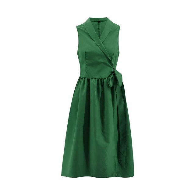 Luvéra Midi Kleid Casual Ärmellose Gürtel Kleid Weiblich