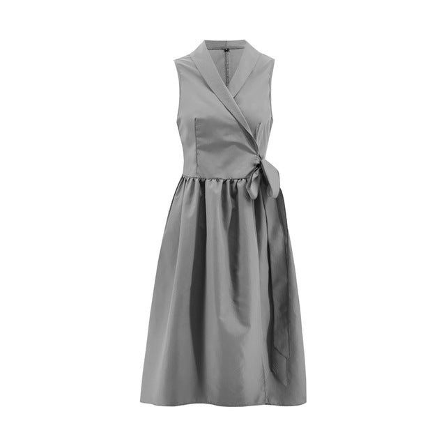 Luvéra Midi Kleid Casual Ärmellose Gürtel Kleid Weiblich