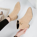 Luvéra Wildleder Casual Mid-Heels Pointed European Zipper High-Top Schuhe