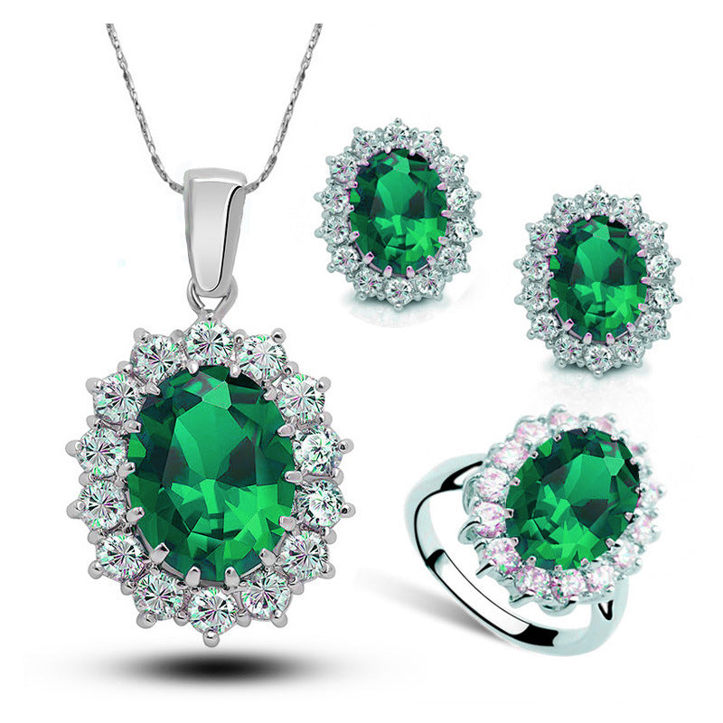 Luvéra Kristall Schmuck Braut Halskette Ohrringe Ring Schmuck Set