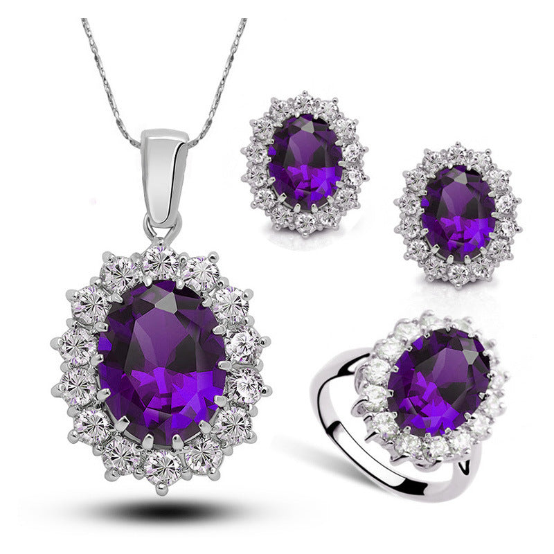 Luvéra Kristall Schmuck Braut Halskette Ohrringe Ring Schmuck Set