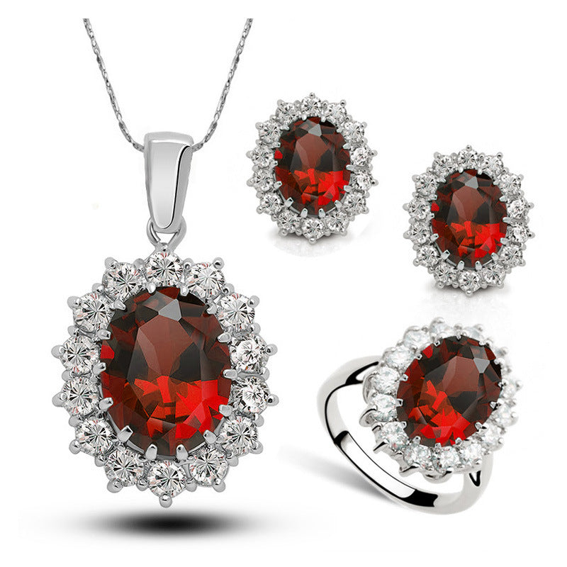 Luvéra Kristall Schmuck Braut Halskette Ohrringe Ring Schmuck Set