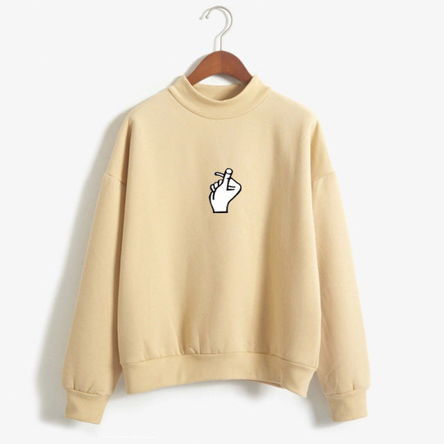 Luvéra Schnell verkaufende beliebte Damenbekleidung Liebe Finger als Herz Geste Plüsch Pullover