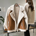 Luvéra Wildleder Jacke Frauen Kurze Lamm Samt Motorrad Jacke