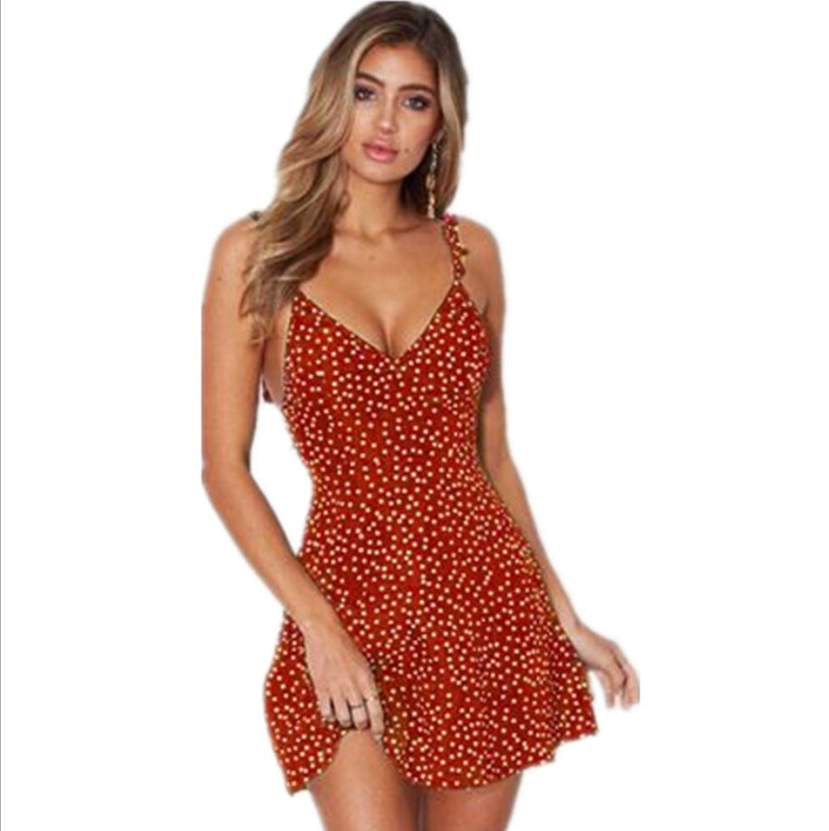 Luvéra Polka-dot Riemchen Kleid Frauen Sommer Mode Strand Sommerkleid