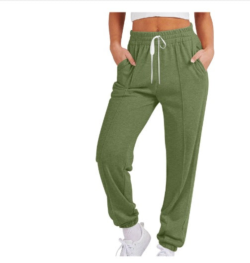Luvéra Damen Casual Kordelzug Einfarbig Sport Jogger Hosen