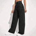 Luvéra Dunkelblaue Jeans mit weitem Bein und weitem Bein und bodenlanger Länge
