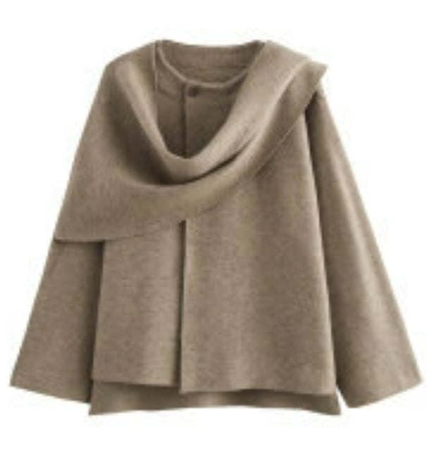 Luvéra Damen lockerer lässiger Cape gestrickter Pullovermantel