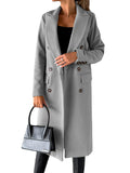 Luvéra Zwei Breasterige Revers Mantel Winter Mode Solide Slim Lange Jacke Langarm Tops Frauen Kleidung
