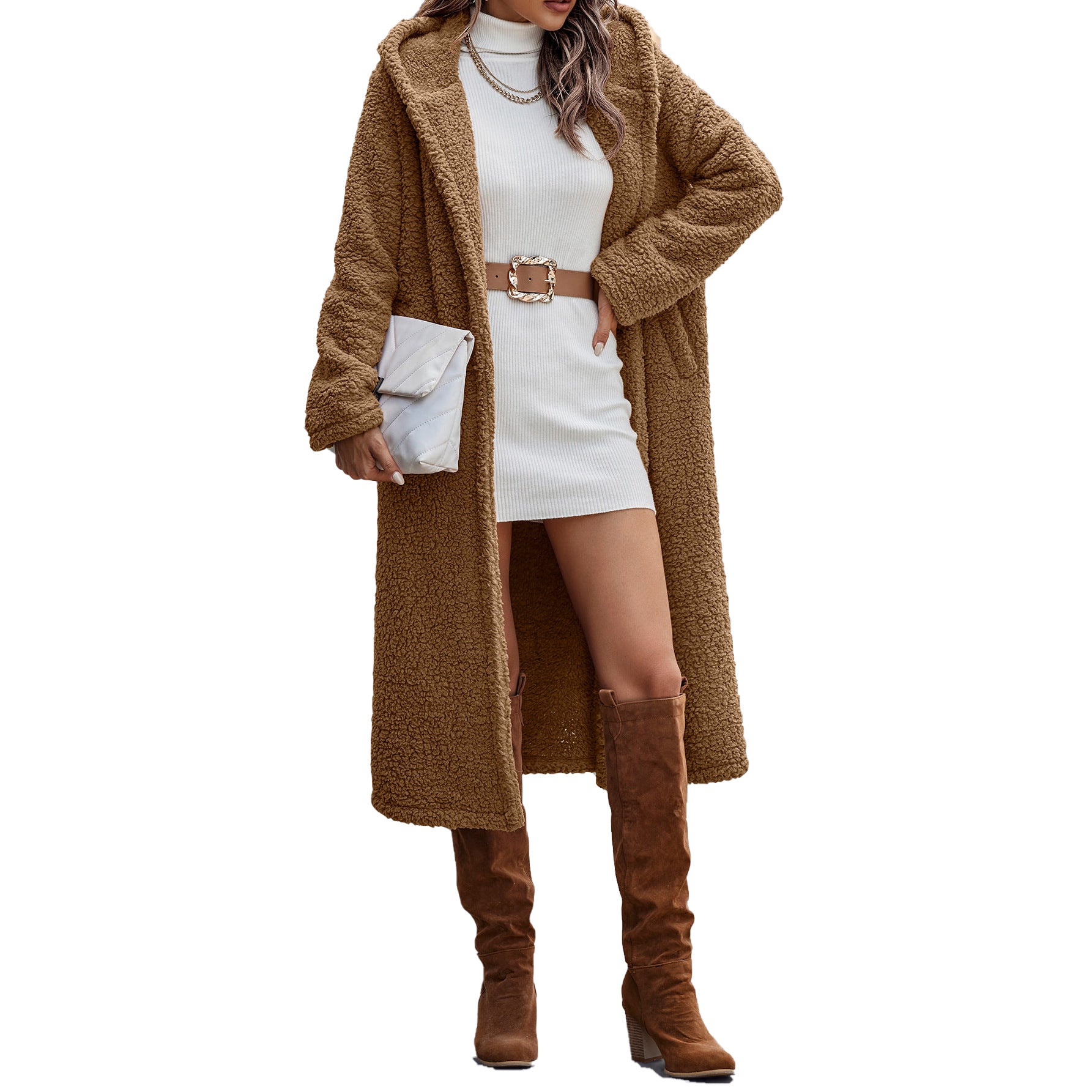 Luvéra Langarm-Plüschjacke mit Kapuze für Damen