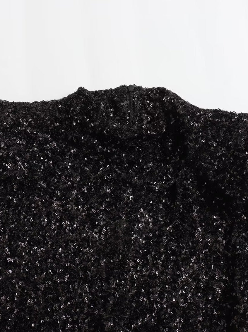 Luvéra Kleid Ärmellos Träger Gepolsterte Schulter Perlen Dekoration Minikleid