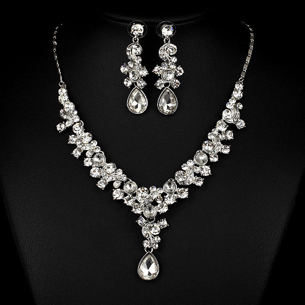 Luvéra Western Hochzeit Fotografie Hochzeit Braut Halskette Ohrringe Einfache Zwei Stück Suite Importiert Transparent Diamant Schmuck