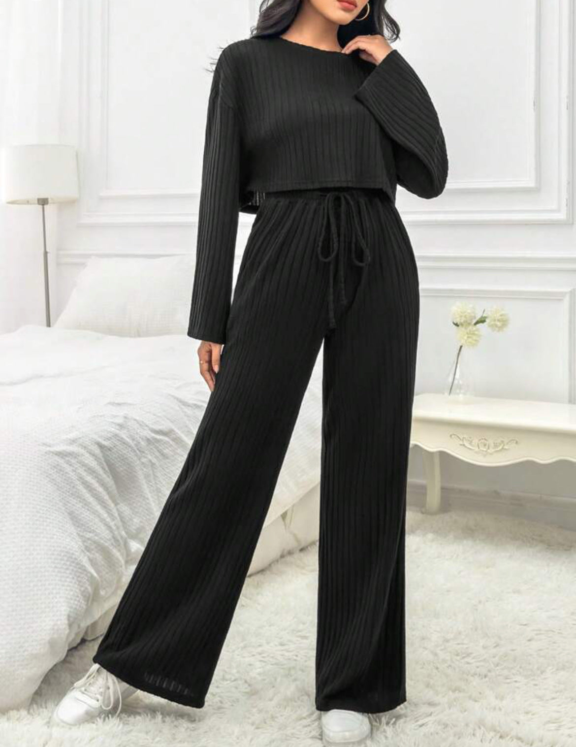 Luvéra Lässige Homewear Gestrickter Langarm-Damenanzug