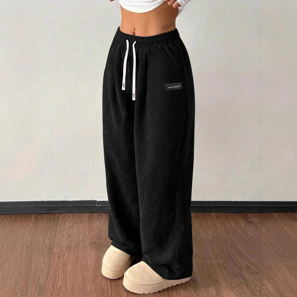 Luvéra Lose Kordelzug Einfarbig Tasche Casual Vielseitige Hosen Damen Hosen