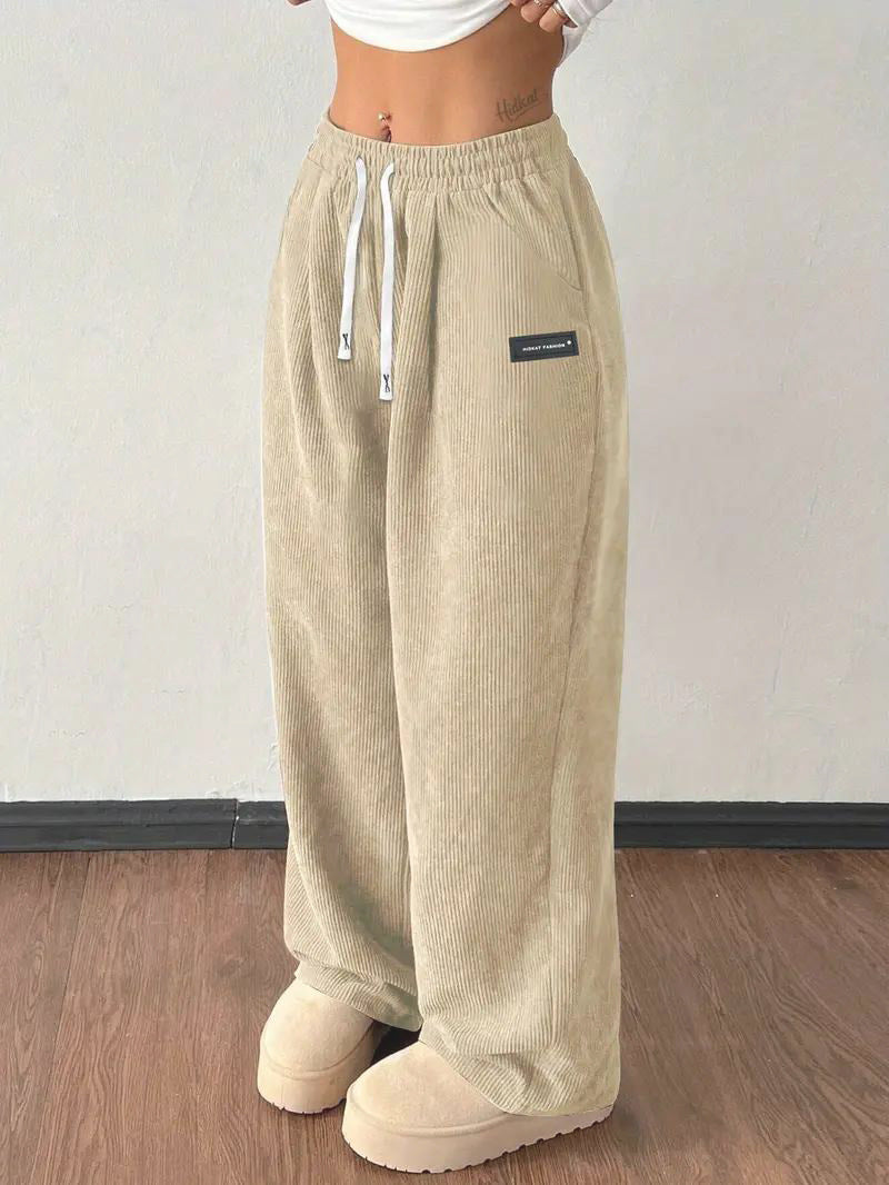 Luvéra Lose Kordelzug Einfarbig Tasche Casual Vielseitige Hosen Damen Hosen