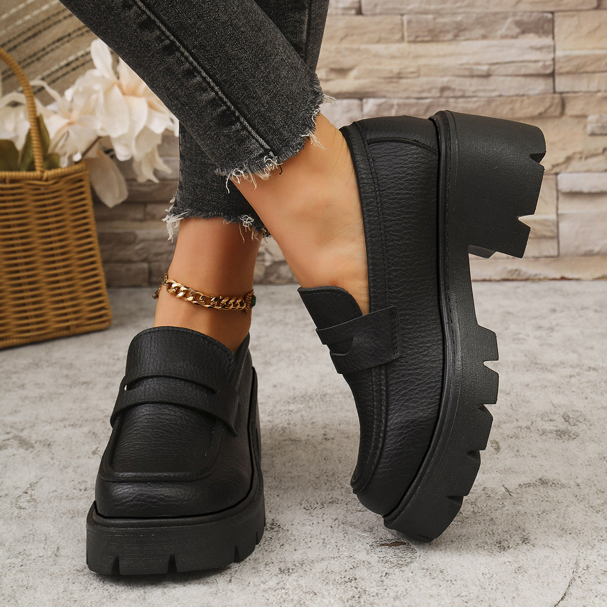 Luvéra All-Match Plateau Lederschuhe Ein Pedal Schuhe