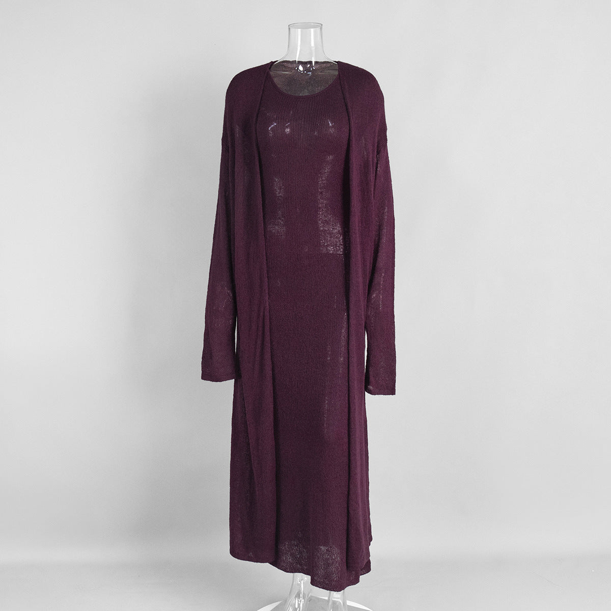 Luvéra Strickjacke Gestrickte Strickjacke Ärmelloses Kleid Zweiteiliges Set