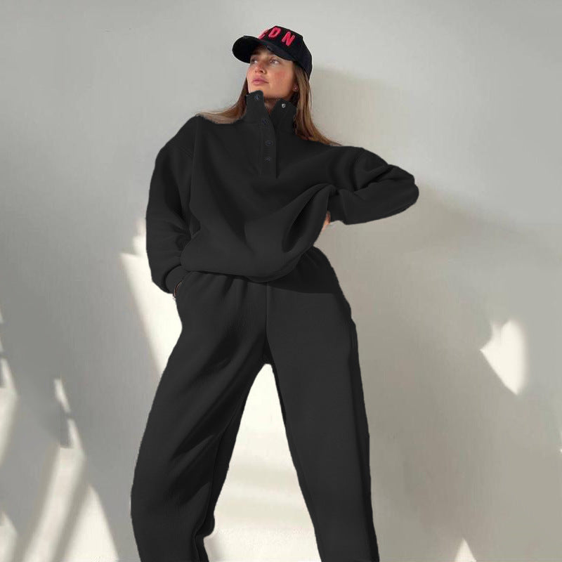 Luvéra Übergroße Solide Casual Pullover Lange Hose Set Warme Hoodie Neue Trainingsanzug Anzug Mode Hose Sets Sets Für Frauen 2 Stück