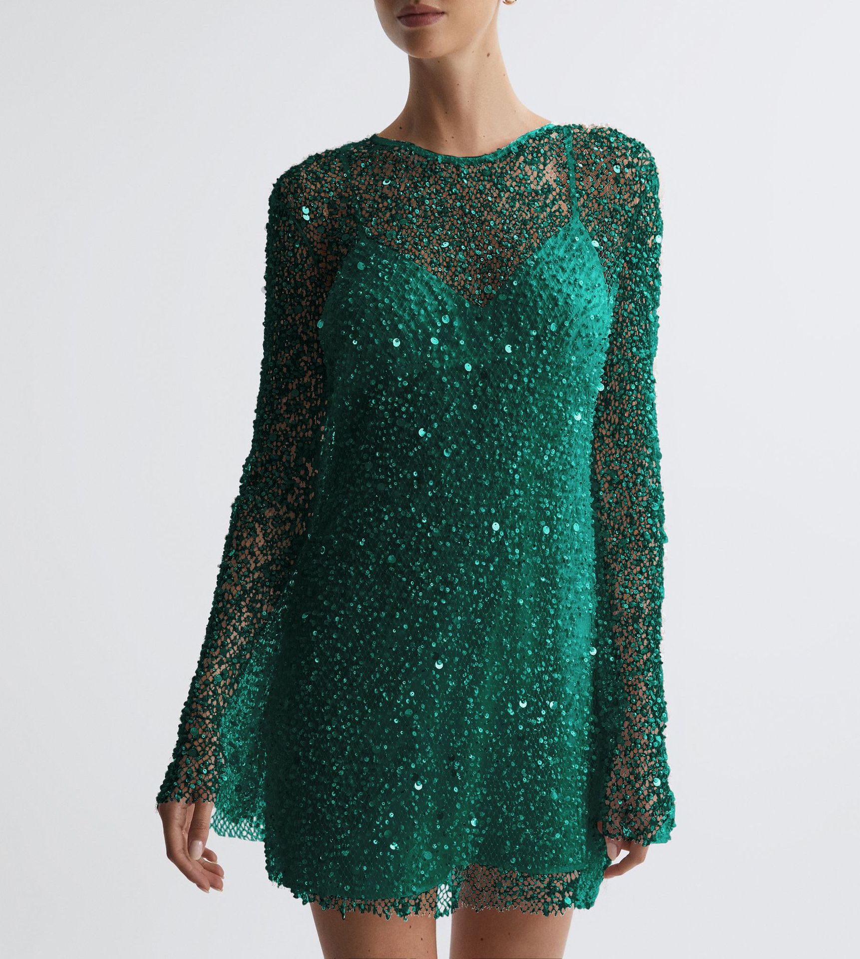 Luvéra Schaumstoffperlen Durchsicht Mesh Zweiteiliges Set Sling Kleid