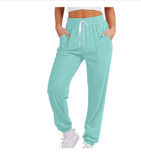 Luvéra Damen Casual Kordelzug Einfarbig Sport Jogger Hosen