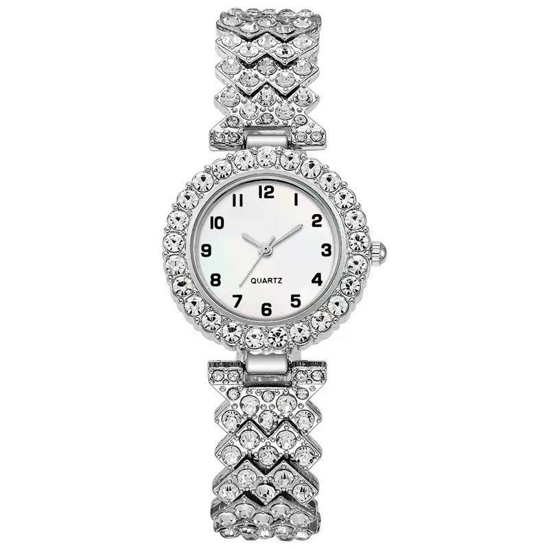Luvéra Mode Schmuck 2pcs Luxus Mode Frauen Uhr Set Silber Armband Damen Quarz Armbanduhr Legierung Armband Für Damen Schmuck Set Uhr Geschenk