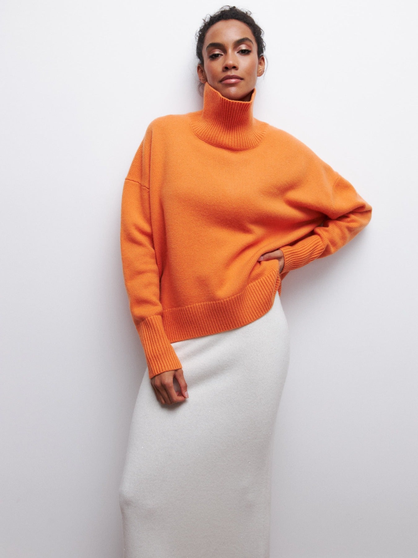 Luvéra Rollkragenpullover Ins Einfarbig Langarm Pullover Top Damenbekleidung