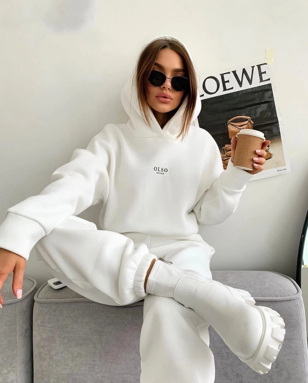 Luvéra Damen gestricktes Fleece-Lässiges Anzug-Zweiteiler-Set