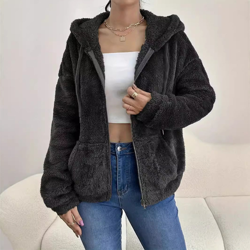 Luvéra Lässiger, Gemütlicher, Locker Stimmender Hoodie Mit Kapuzenreißverschluss Und Plüschtaschen