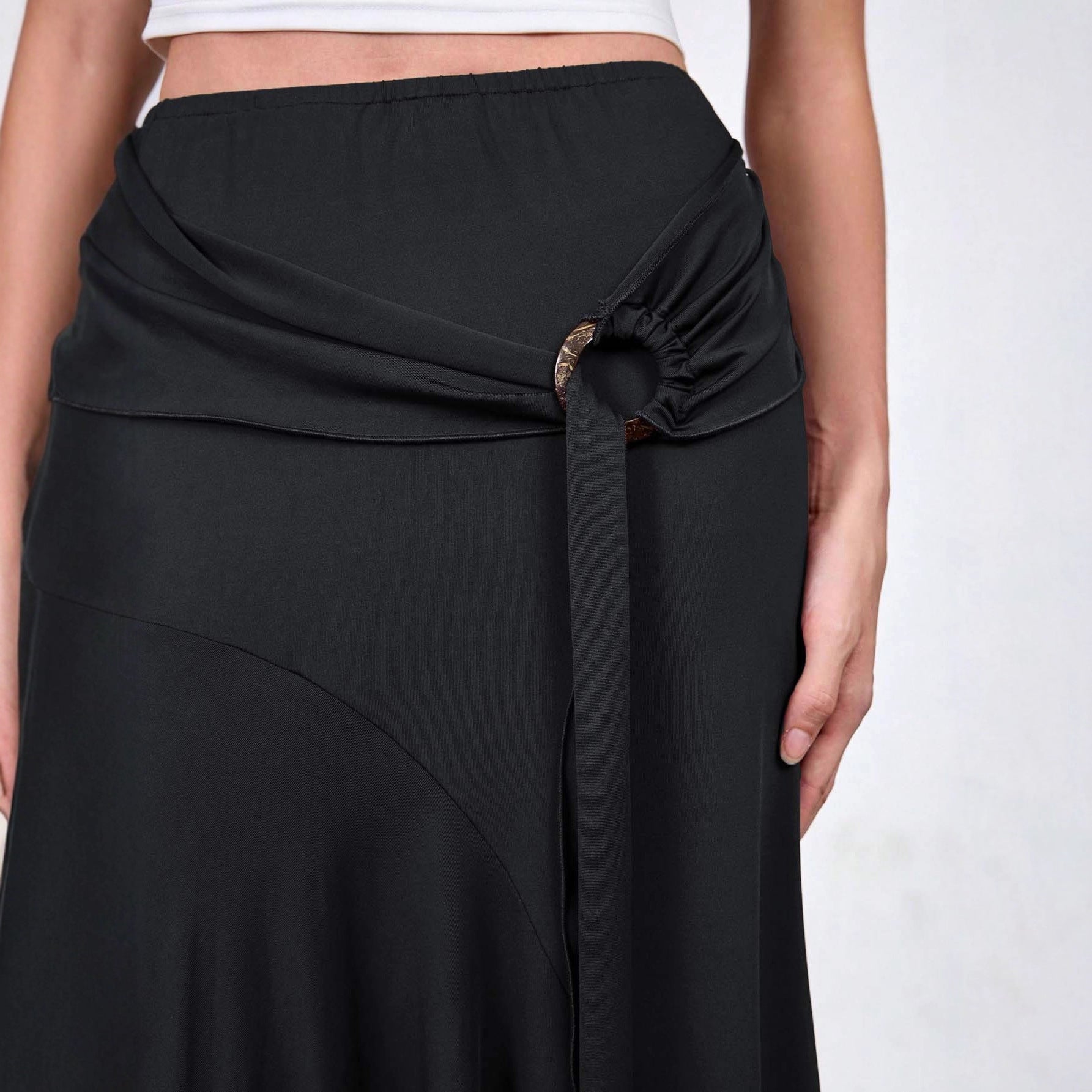 Luvéra Damen Fließender Halbrock mit hoher Taille und Krawatten