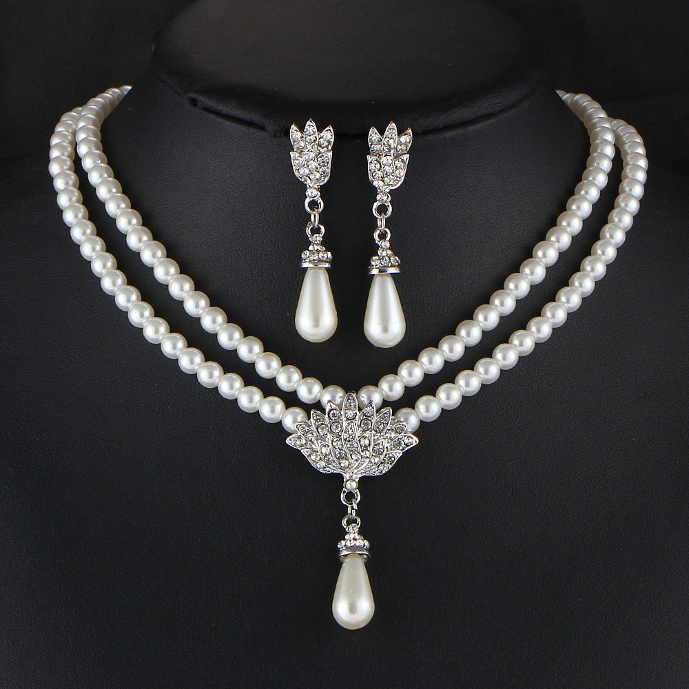Luvéra Schmuck Braut Perle Kristall Diamant Kurze Schlüsselbein Hals Halskette Set