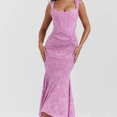 Luvéra Mozision Off Schulter Backless Sexy Abendkleid Für Frauen Lila Ärmellose Liebsten Geralten Bodycon Club Party Kleid