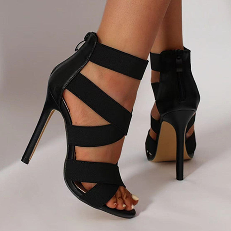 Luvéra Stilvolle Sandalen mit hohem Absatz für Damen mit Reißverschluss auf der Rückseite