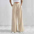 Luvéra Neue Einfarbig Plissee Casual Wide-leg Pants Lose Casual Frauen Pendeln Vielseitige Stil Bequeme Hosen