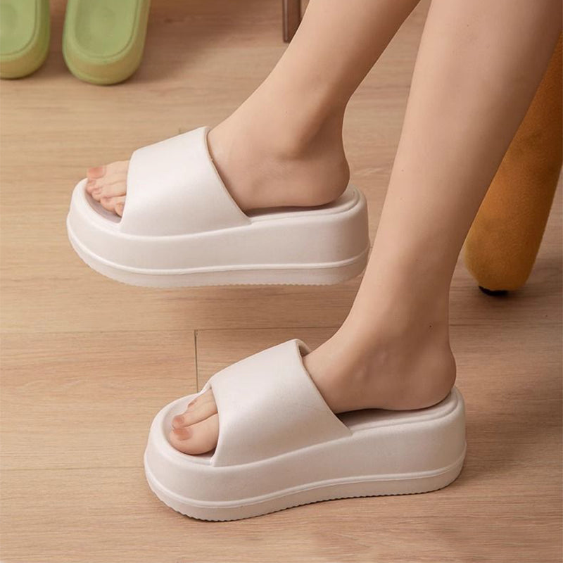 Luvéra 7cm High Heel Flache Hausschuhe Sommer Einfarbig Anti-Rutsch Boden Hause Schuhe Outdoor Garten Hausschuhe Für Frauen