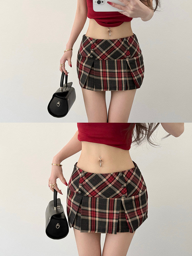 Luvéra Low-Rit Plaid für Frauen Anti-Expon-A-Linien-Rock